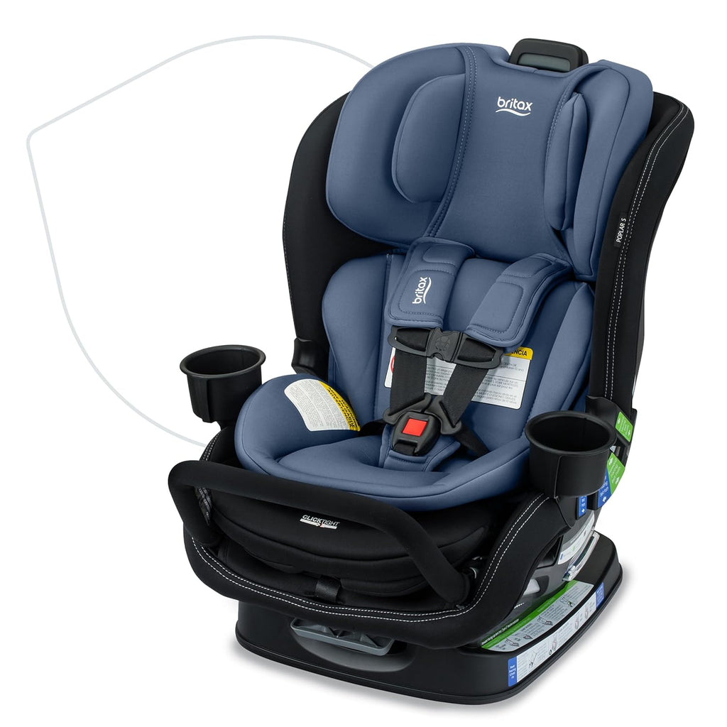 Britax Poplar S Convertible Car Seat, 2-in-1 Car Seat Extended Rear Facing, 17' Slim Car Seat Design with Fast & Easy ClickTight Installation, Anti-Rebound Bar & SafeWash Fabrics — Arctic Onyx