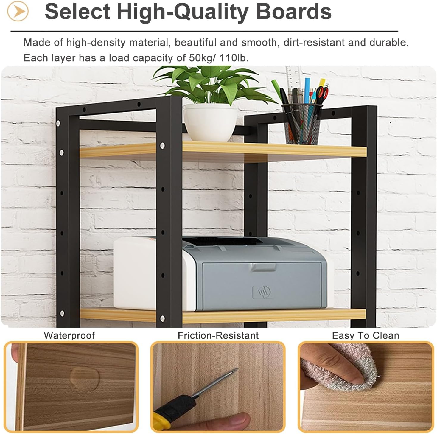 6 Tier AV Media Stand, Movable Record Player DVD CD Audio Rack Tower Holder, Adjustable Entertainment Video Game Equipment Cabinet Shelf for Home/Office/Theater (Wood Color)