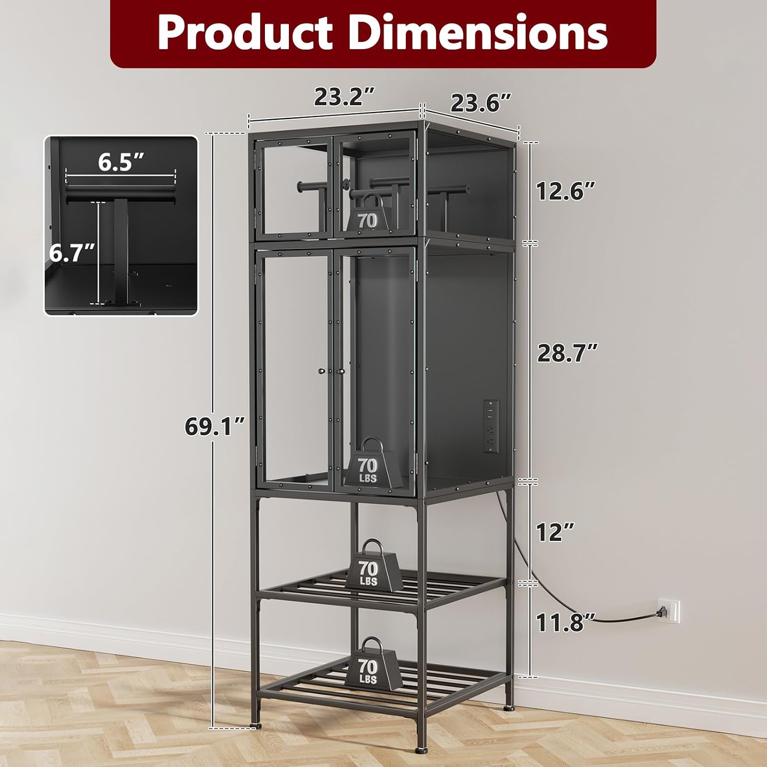 Majnesvon 3D Printer Cabinet, Double Layer 3D Printer Stand Filament Storage Rack with T Shaped Bar, Noise Reducing & Dust Proof Enclosure for Home, Studio and Office