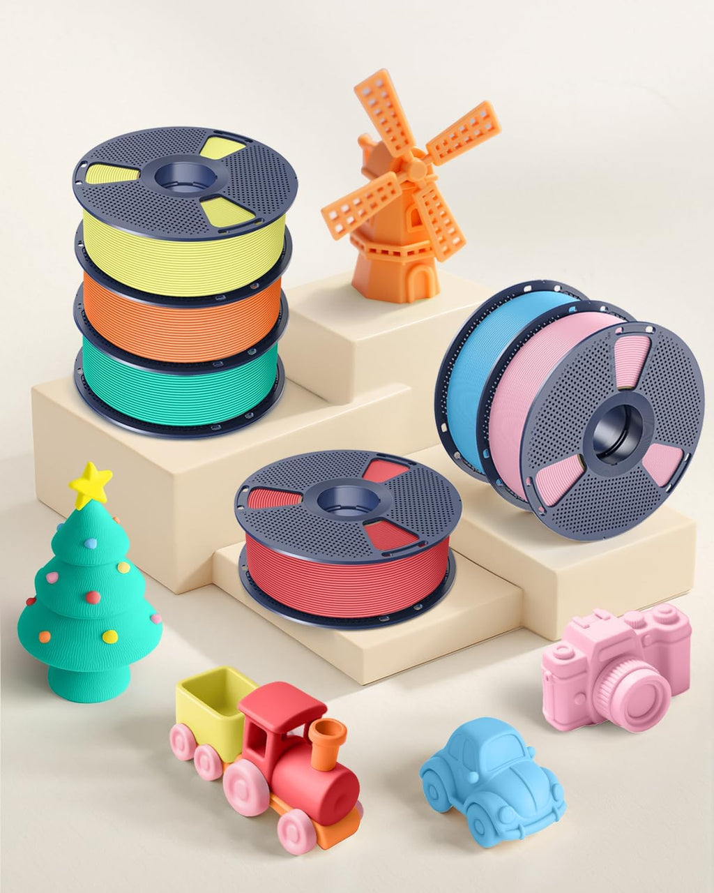SUNLU High Speed Matte PLA Filament 10KG, 600mm/s Fast 3D Printer Filament Bundle, 1KG Spool 10 Packs, Black+White+Grey+Olive Green+Chocolate+Cherry Red+Sky Blue+Sakura Pink+Sunny Orange+Lemon Yellow