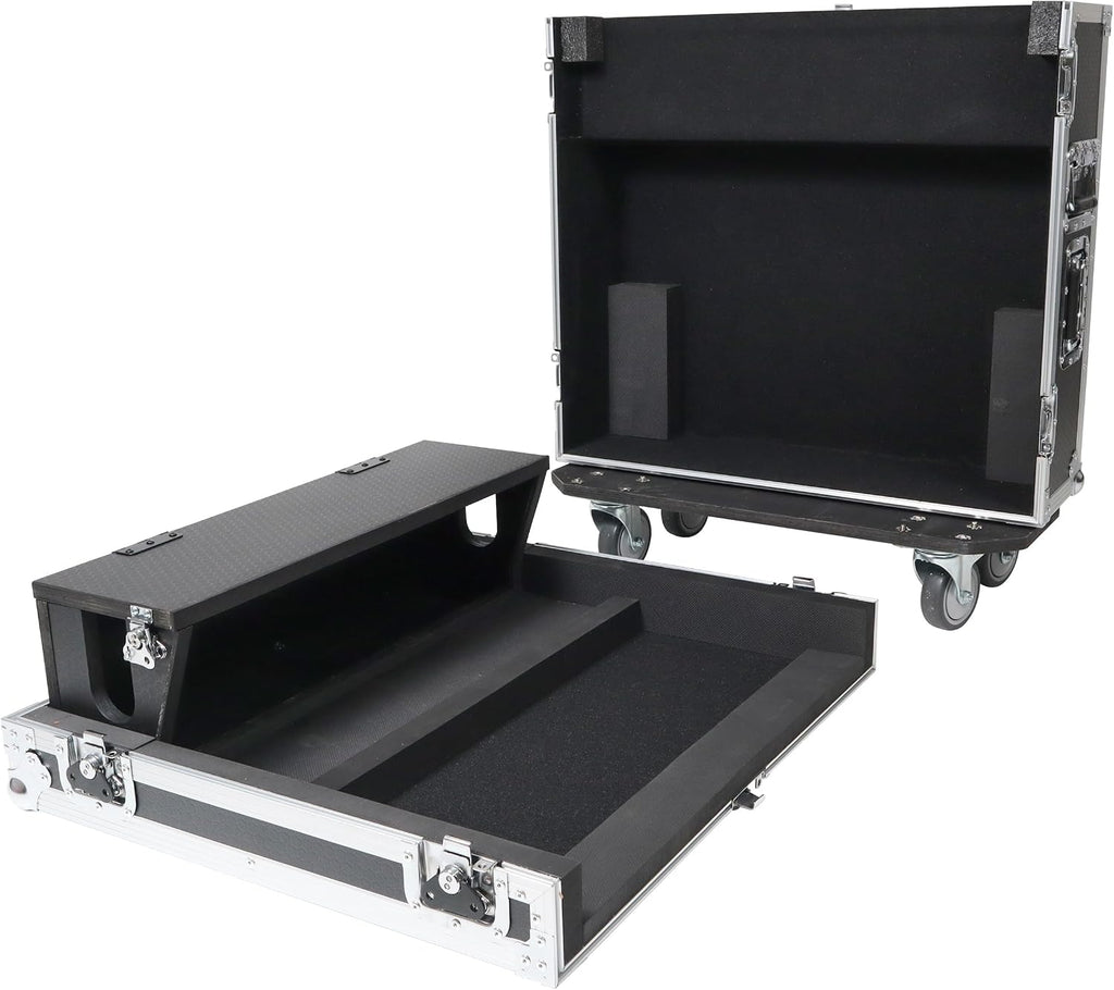 ProX XS-AHQU24DHW ATA Digital Audio Mixer Flight Case for Allen and Heath QU-24 Console with Doghouse compartment and Caster wheels