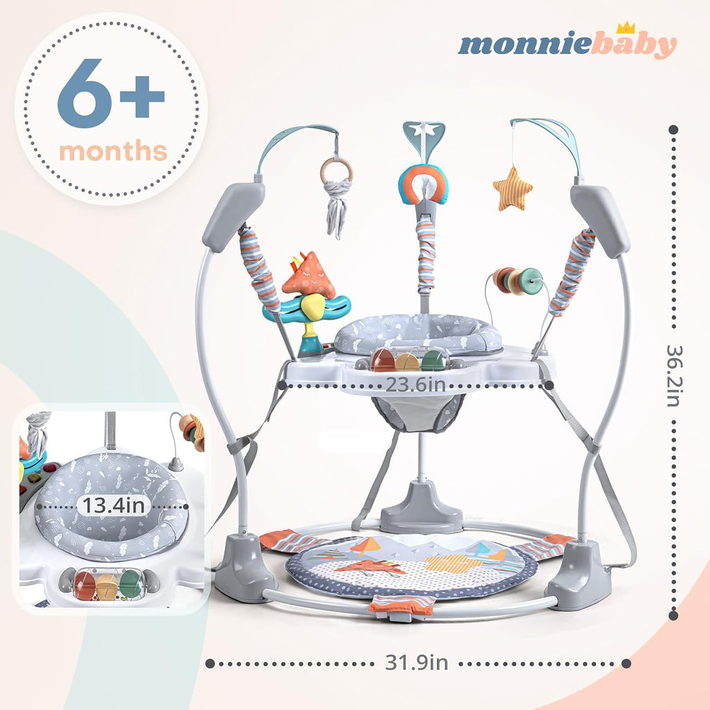 Baby Activity Center, Baby Jumper Activity Center with Music, Interactive Toys, 360° Rotating Seat, 3 Adjustable Heights, Infant Activity Jumper for 6+ Months (Gray Forest)