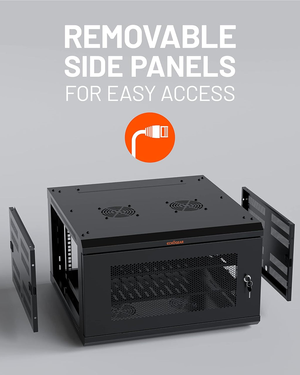 ECHOGEAR 6U Network Rack - Enclosed Wall Mount Rack Kit Includes 2x 1U Shelves, Pre-Mounted Fan, Lockable Door & Hardware - 600mm Depth Fits All Your AV Gear