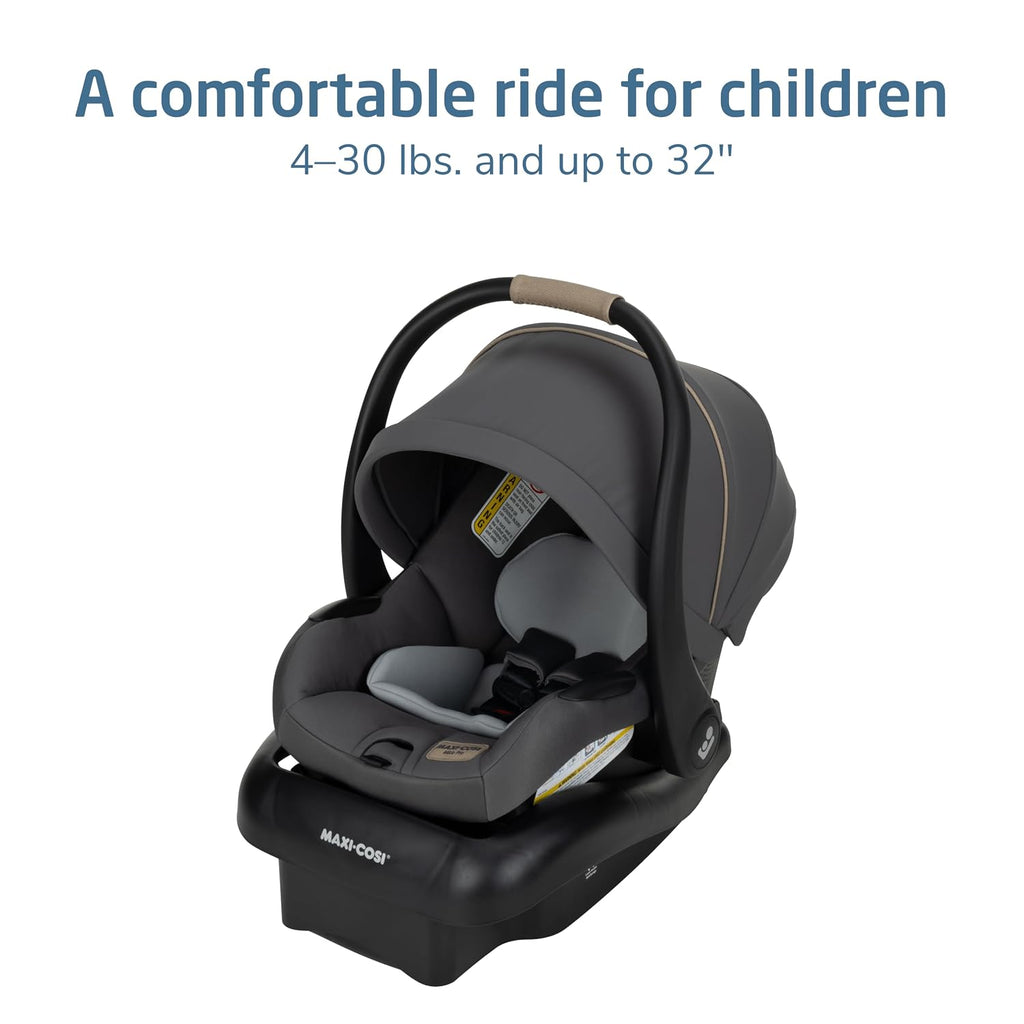 Maxi-Cosi Mico Pro Infant Car Seat, Baby Travel Seat with Adjustable Base, Stroller-Ready, Easy-Install Latch, Lightweight Design, Fits 4–30 lbs, Sea Salt