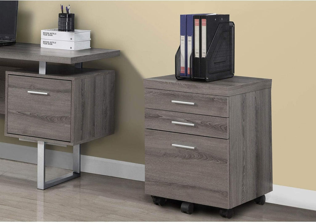 Monarch Specialties 3 Drawer File Cabinet - Filing Cabinet (Dark Taupe)