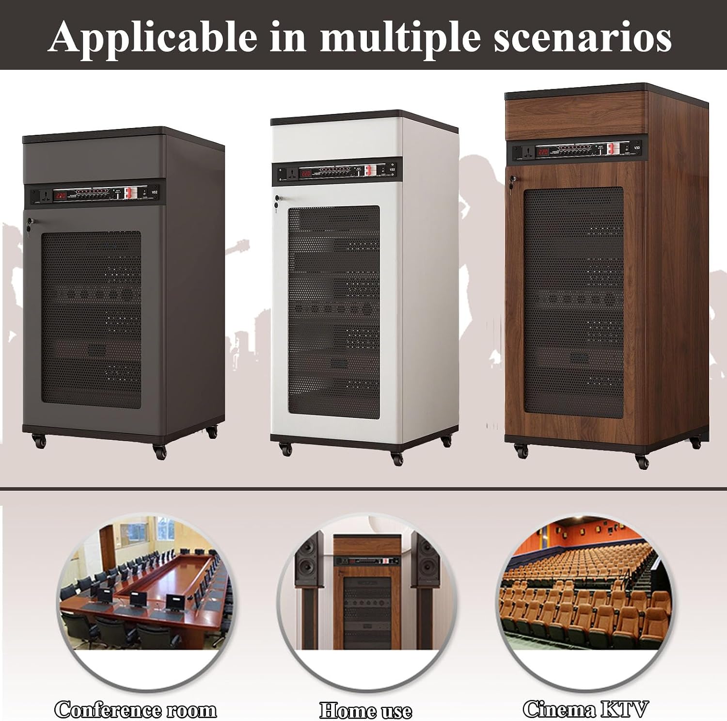 Heavy Duty 12U Audio Rack On Wheels - Professional Studio & Home Theater Equipment Cabinet for Amplifier, KTV, AV Receiver Rack(Black,2 Tier)