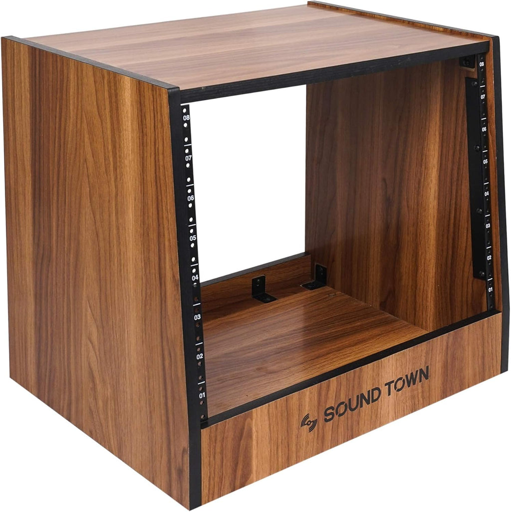 Sound Town DIY 8U Studio Rack with Furniture Grade Walnut Laminate (SDRK-8WN)