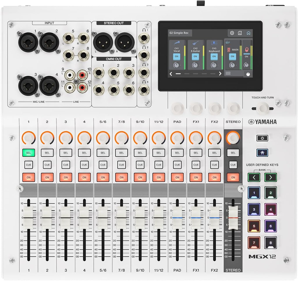 Yamaha MGX12 18ch Digital Mixing Console, Dual USB-C Audio Interface, Includes Cubase Al, WaveLab Cast LE, Basic FX Suite and Steinberg Plus Software Bundle, White MGX12 W