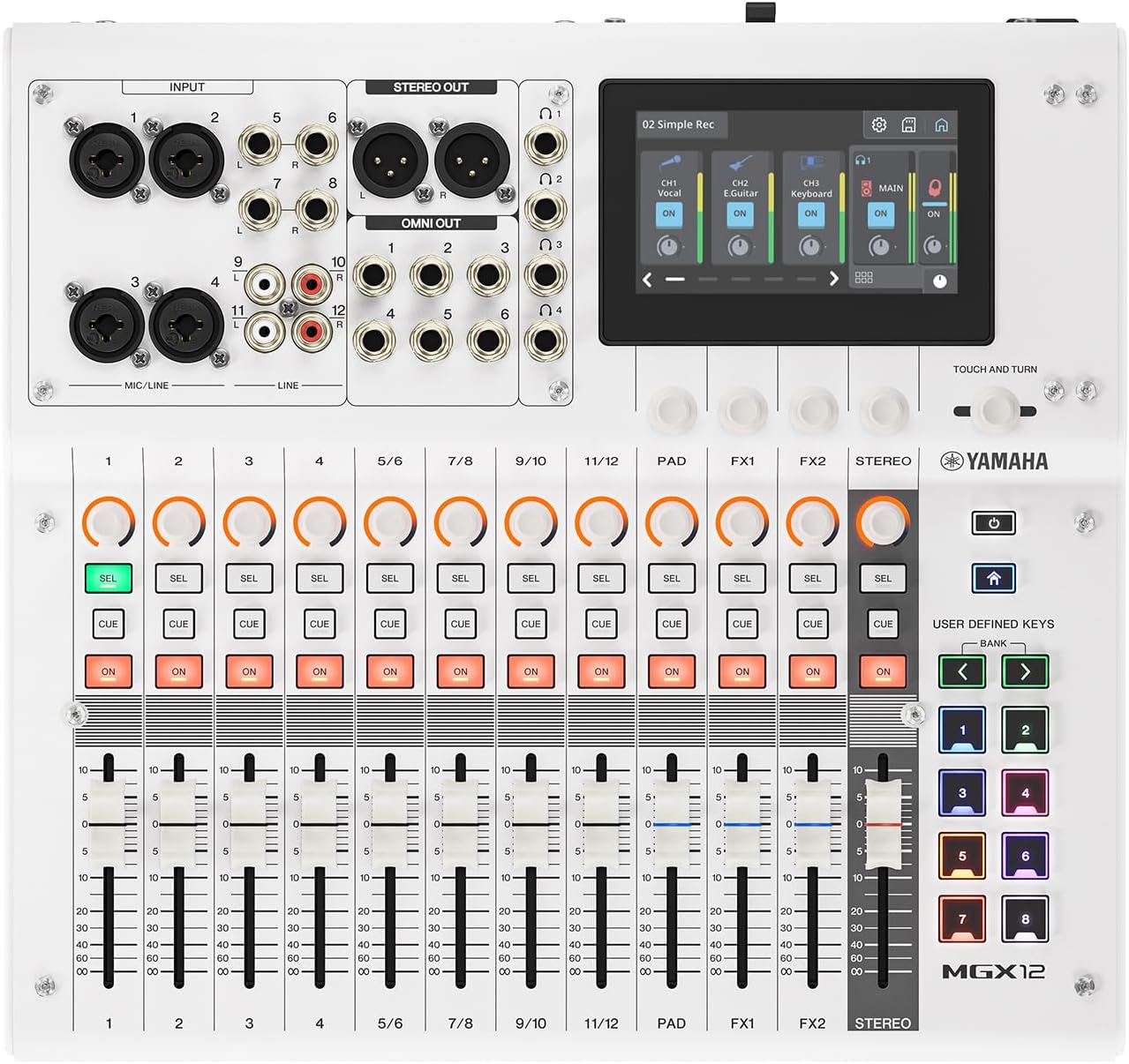 Yamaha MGX12 18ch Digital Mixing Console, Dual USB-C Audio Interface, Includes Cubase Al, WaveLab Cast LE, Basic FX Suite and Steinberg Plus Software Bundle, White MGX12 W