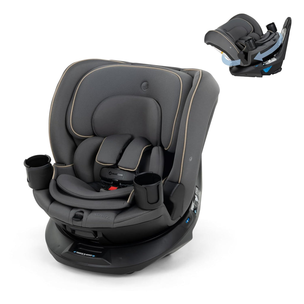 Maxi-Cosi Andi 360 Rotating All-in-One Baby Convertible Car Seat, Rear Facing, Forward Facing Infant Toddler Booster, Easy Rotation, Tension System, Harness Adjust, Escargot