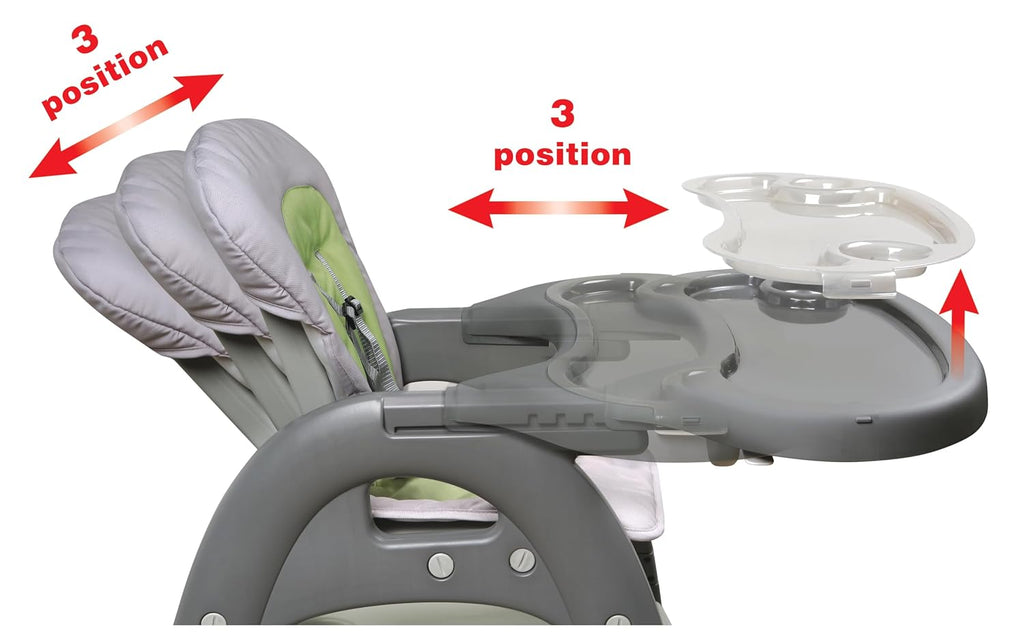 Badger Basket Envee II Convertible Baby High Chair with Infant Feeding Seat, Booster Seat, and Toddler Desk with Chair - Gray/Green