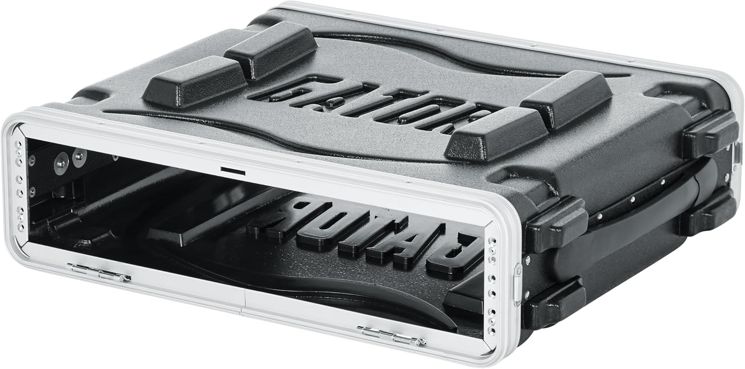 Gator Cases Soundcheck Series Lightweight Molded 2U Rack Case with Heavy Duty Latches, Standard 19.25' Depth (GR-2L)