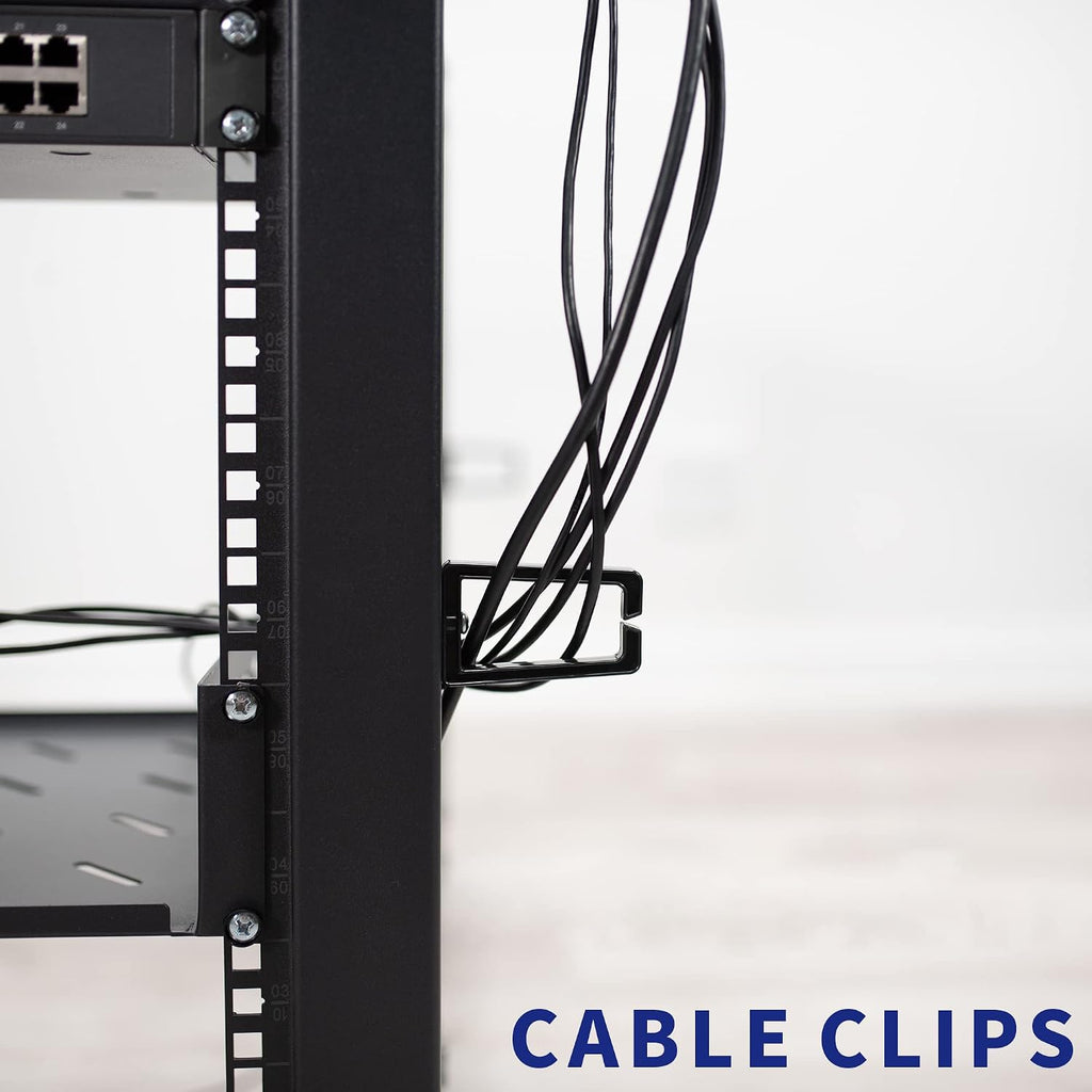 VIVO 12U Freestanding Server Rack, Mobile Open Frame 22 to 40 Inch Adjustable Network Server Cart, Black Steel, CART-SR12U