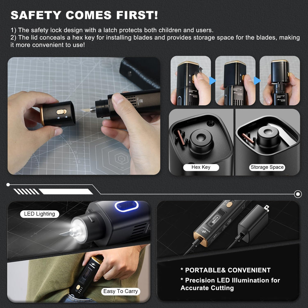 40KHz Ultrasonic Cutter Knife Pro, Handheld Craft Cutting Tool for 3D Prints,PVC,Leather,Plastic,Resin | Includes 50 Replacement Blades & Display Case | Multifunctional Sonic Knife for DIY,Modeling
