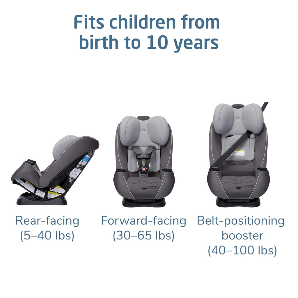 Maxi-Cosi Pria Max 3-in-1 Convertible Car Seat, Infant to Toddler Car Seat, ClipQuick Magnetic Chest Clip, Quick-Install Latch, Machine-Washable Cover, 5-100 lbs, Escargot