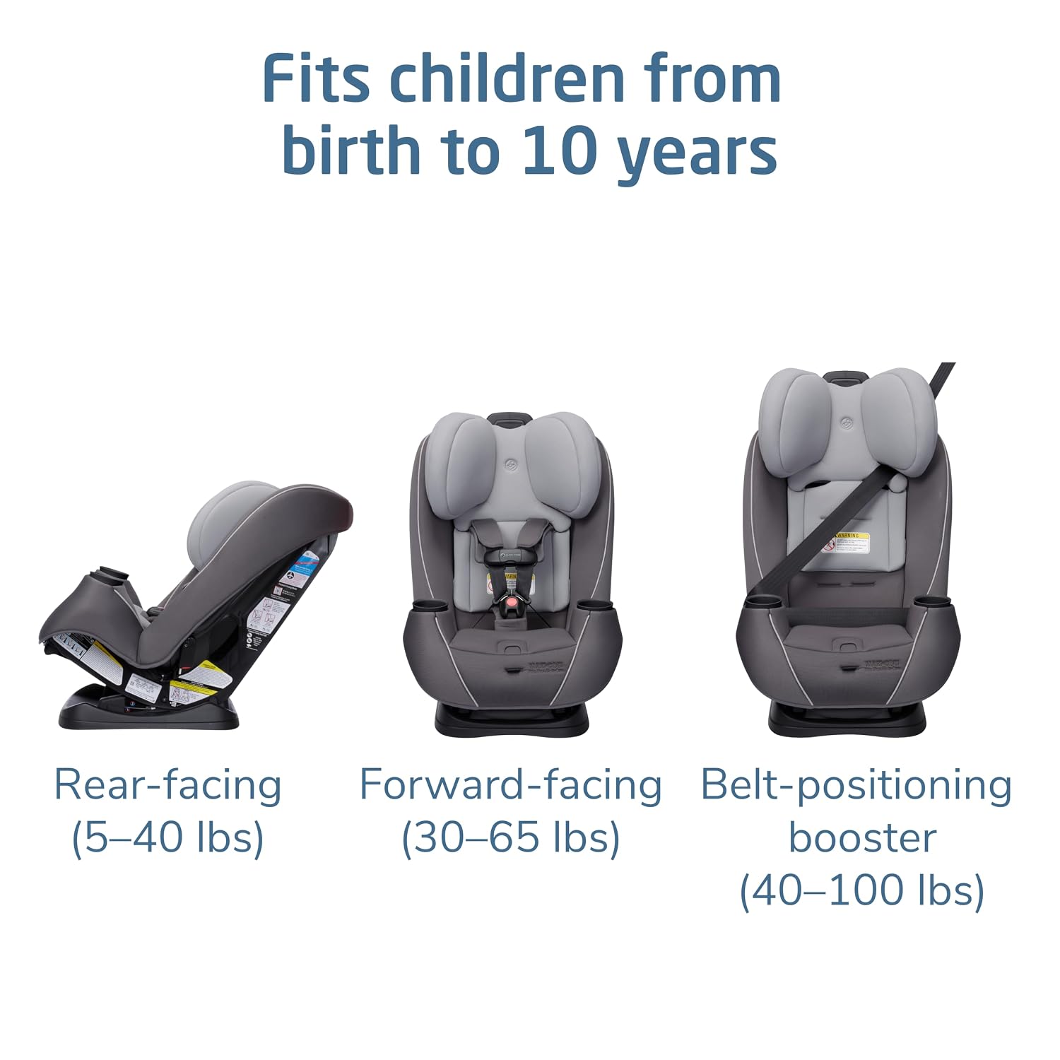 Maxi-Cosi Pria Max 3-in-1 Convertible Car Seat, Infant to Toddler Car Seat, ClipQuick Magnetic Chest Clip, Quick-Install Latch, Machine-Washable Cover, 5-100 lbs, Escargot