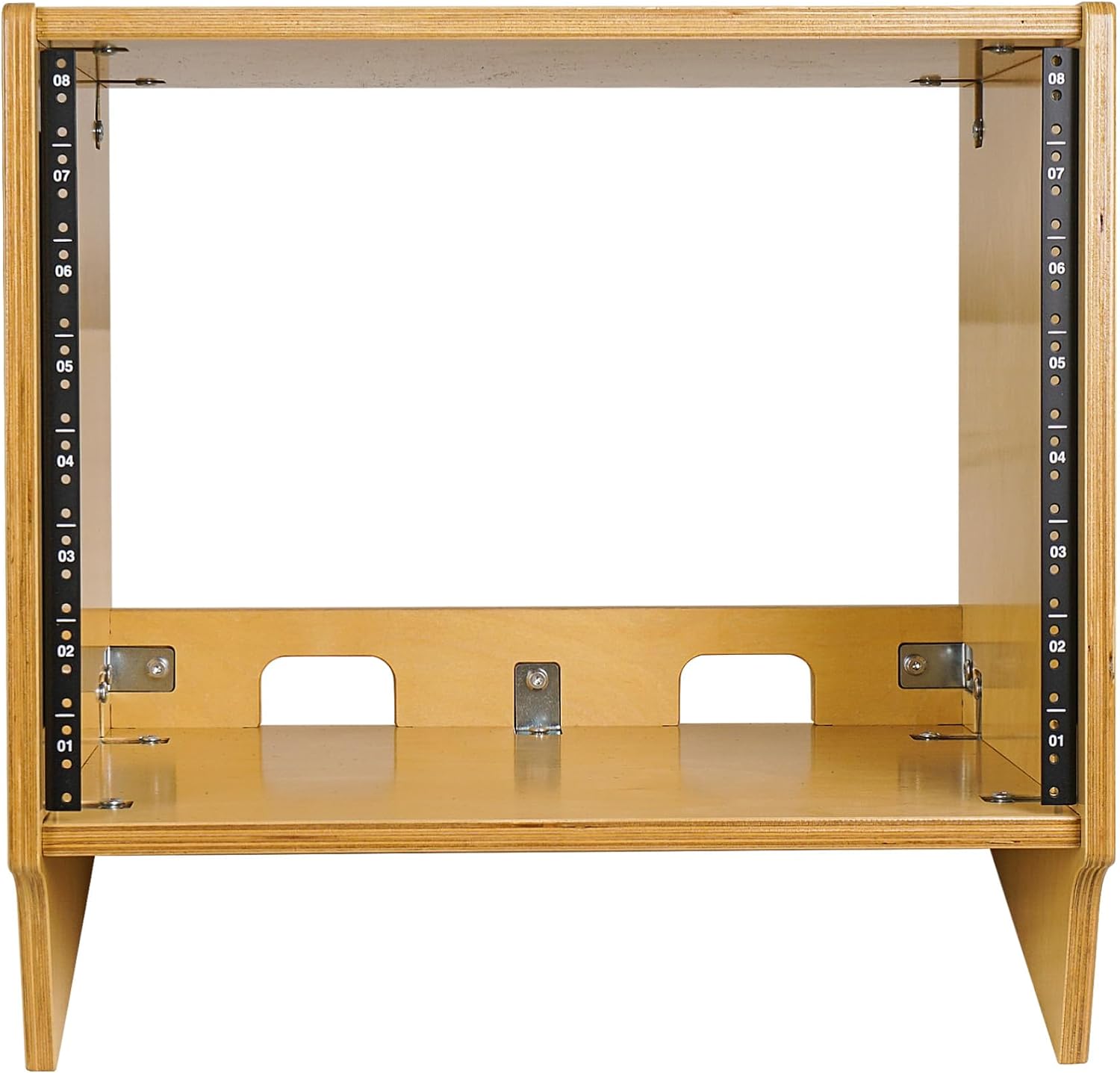 Sound Town DIY 8U Angled Desktop Turret Studio Rack with Solid Baltic Birch Plywood, Golden Oak, Assembly Required (SDRK-8SL)