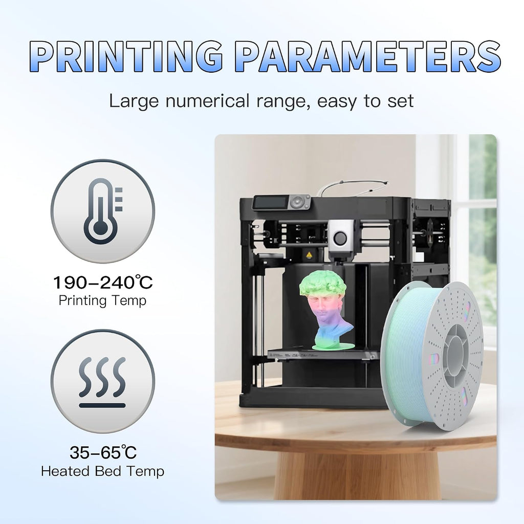 PINBALL Matte Rainbow PLA 3D Printer Filament 1.75mm Multi-Color Changing Filament 3D Printing PLA Filament Dimensional Accuracy +/- 0.02mm 8 KG 8 Colors