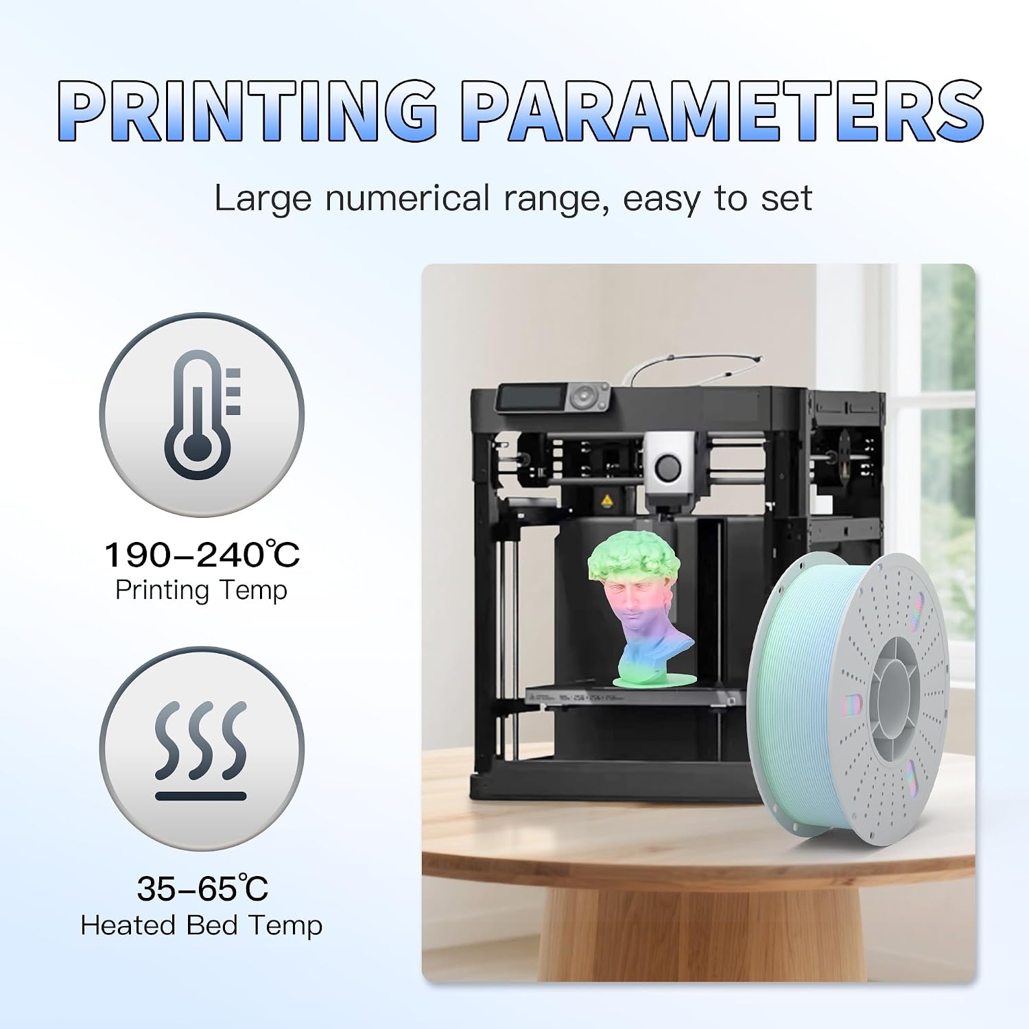 PINBALL Matte Rainbow PLA 3D Printer Filament 1.75mm Multi-Color Changing Filament 3D Printing PLA Filament Dimensional Accuracy +/- 0.02mm 8 KG 8 Colors