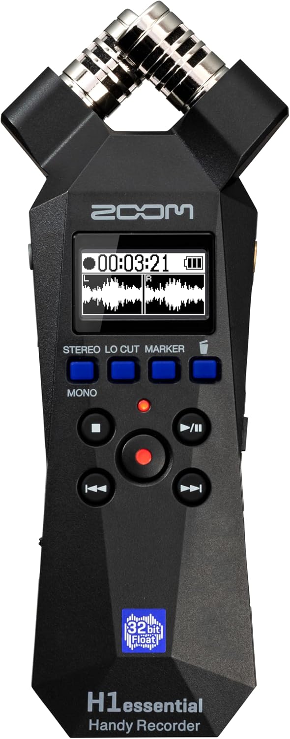 Zoom H1 Essential Handheld Recorder for Musicians, Podcasters & Filmmakers with Stereo Microphones, 32-Bit Float, USB Microphone Mode