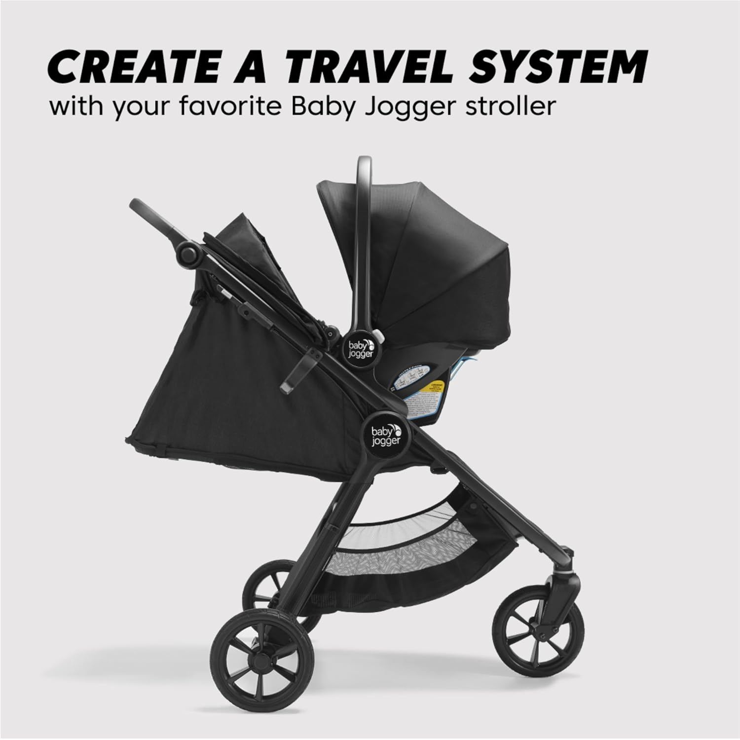 Baby Jogger® City Go 2 Infant Car Seat, Baby Travel Car Seat, Included RapidLock Carseat Base, Pike Exclusive Includes Leatherette Handlebar and Premium Fabrics, Frosted Ivory