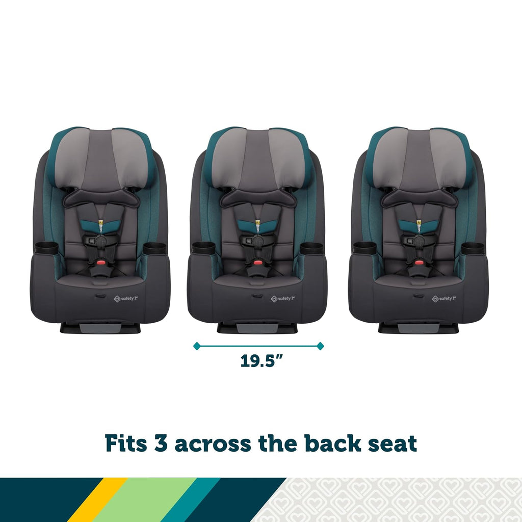 Safety 1st TriMate 3-in-1 Convertible Car Seat, Slim Fit, Infant to Big Kid Car Seat, Easy-Install Harness, Machine-Washable Cover, Dishwasher-Safe Cup Holders, 5-100 lbs, Sharkskin