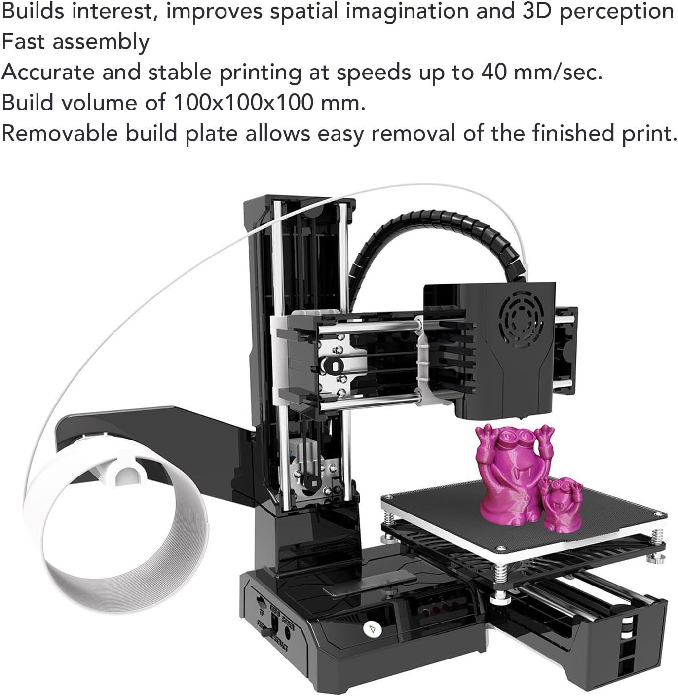 Gonetre Entry Level Beginners 3D Printer Fast Heating 4x4x4in Building Size 32 Bit 64 Bit 3D Printing Machine Beginner Friendly Mini Printer for Kids and Hobbyists (US Plug)