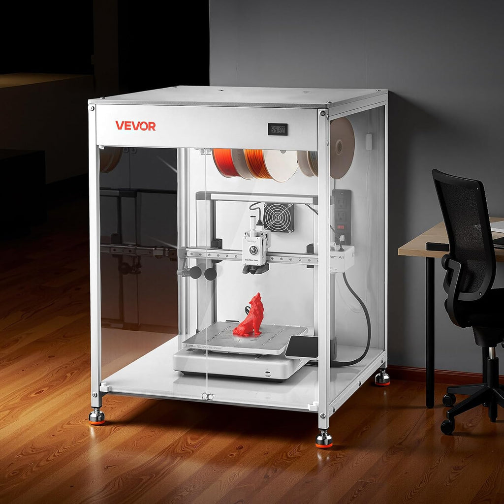 VEVOR 3D Printer Enclosure with Ventilation, Dustproof Waterproof Transparent Acrylic 3D Printer Tent, Constant Temperature Protective Case with LED, Compatible with Bambu Lab, Ender, Neptune, Kobra