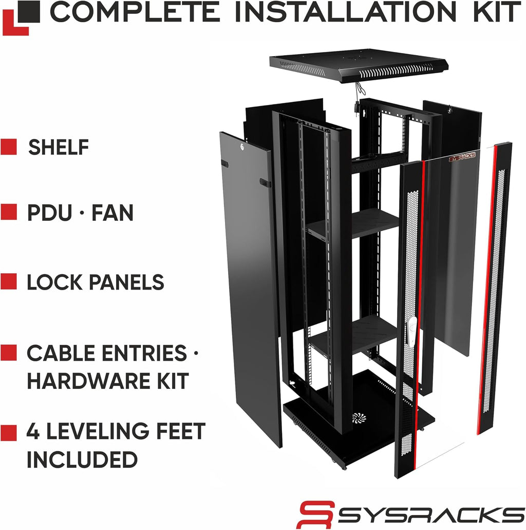 15U Wall Mount Server Rack Cabinet, 19' Locking Network Rack, 24' Deep, Glass Door, with Fan, PDU and Shelf