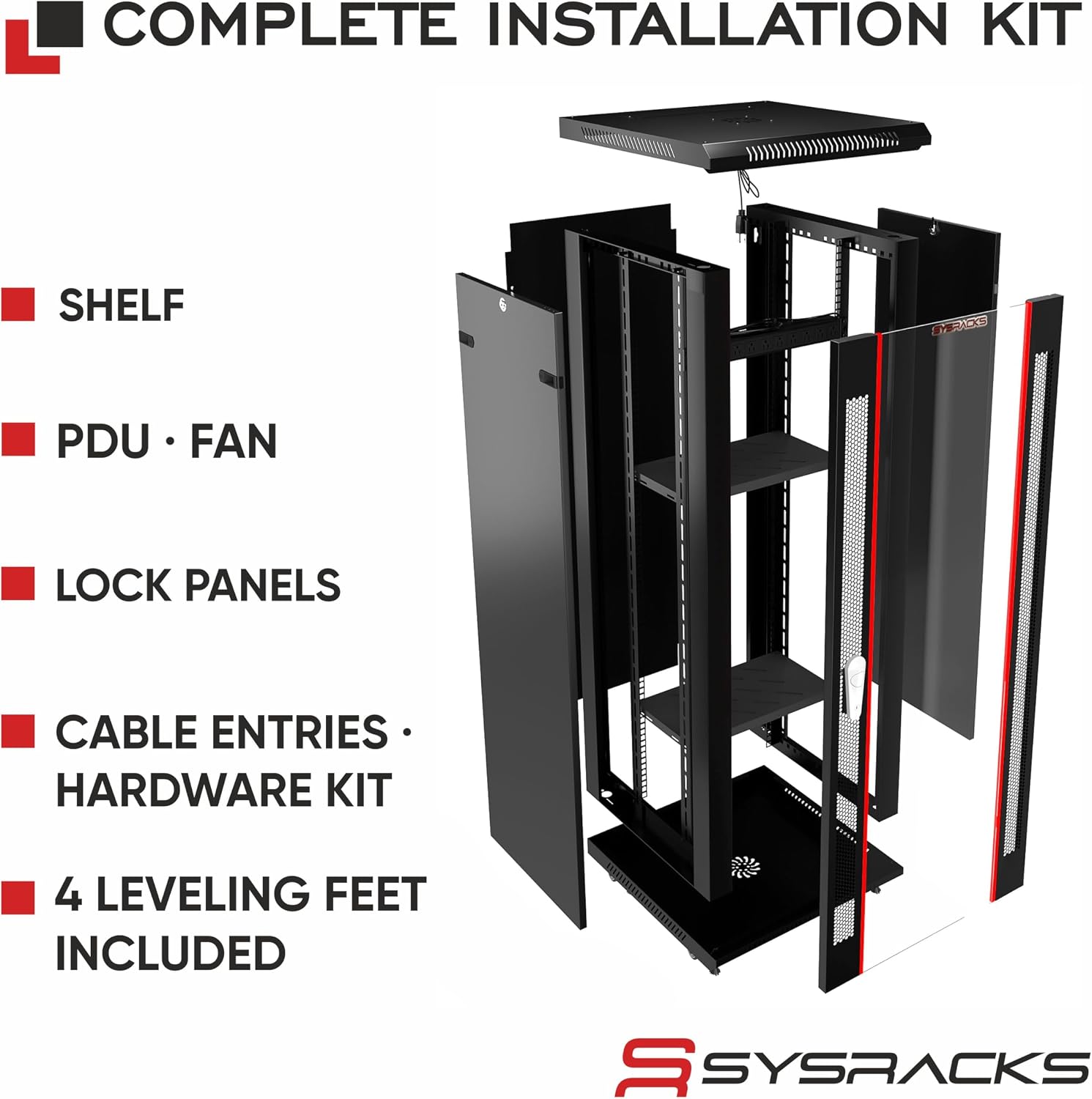 15U Wall Mount Server Rack Cabinet, 19' Locking Network Rack, 24' Deep, Glass Door, with Fan, PDU and Shelf
