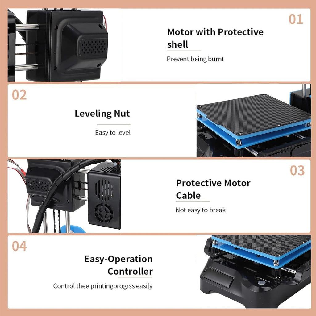 Gonetre Frequency Division Multiplexing 3D Printer for Kids Beginners,Portable Fast Heating Compact Desktop 3D Printing Machine for Education DIY Enthusiasts Students PLA TPU 1.75mm (US Plug)