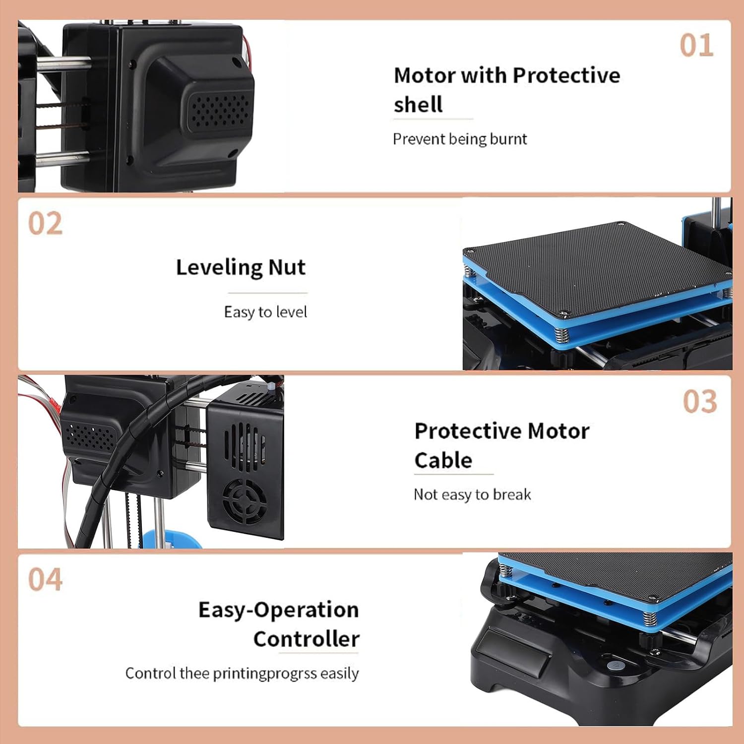 Gonetre Frequency Division Multiplexing 3D Printer for Kids Beginners,Portable Fast Heating Compact Desktop 3D Printing Machine for Education DIY Enthusiasts Students PLA TPU 1.75mm (US Plug)