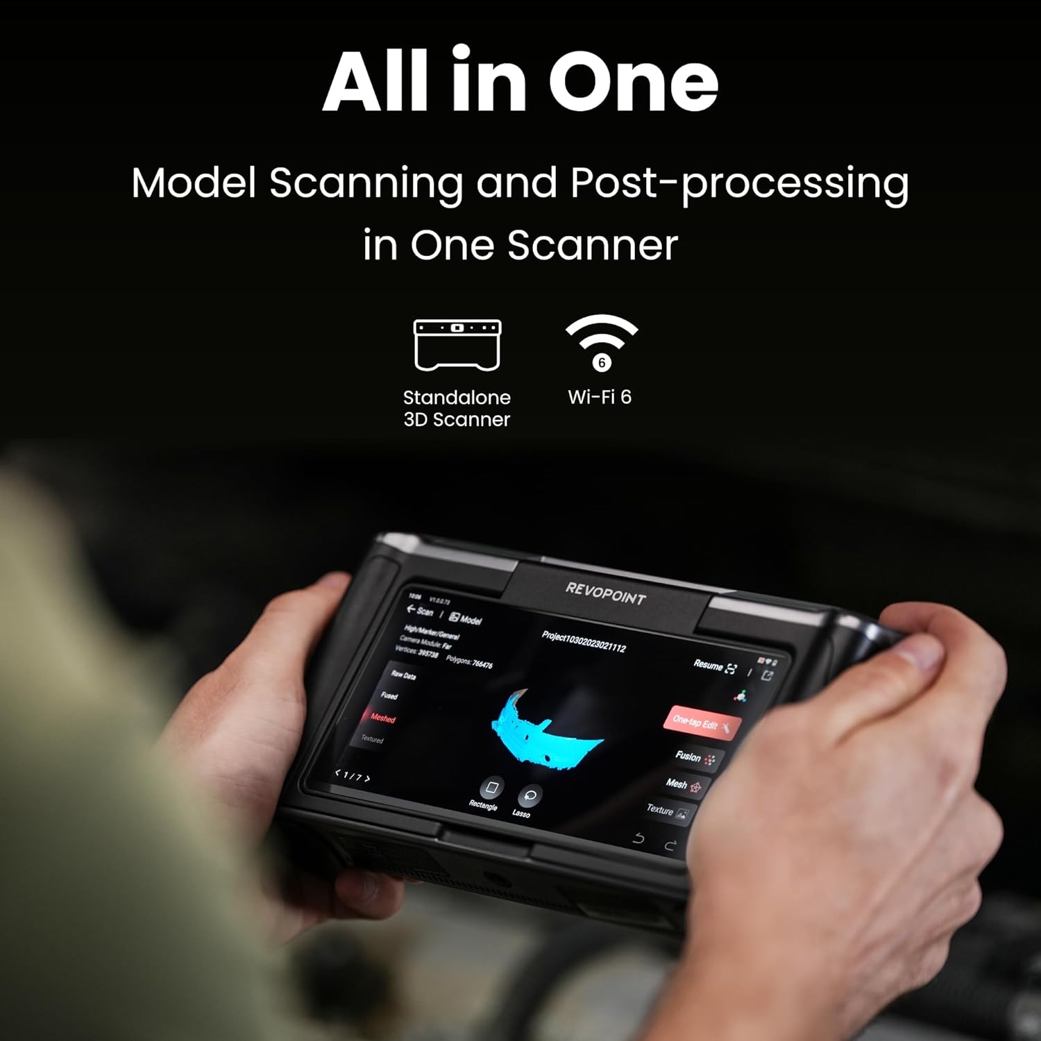 Revopoint MIRACO 3D Scanner for 3D Printing Handheld, Wireless All-in-one 3D Printer Scanner, Up to 0.02 mm Precision, Full Color Scan for Small to Large Objects, 16GB RAM