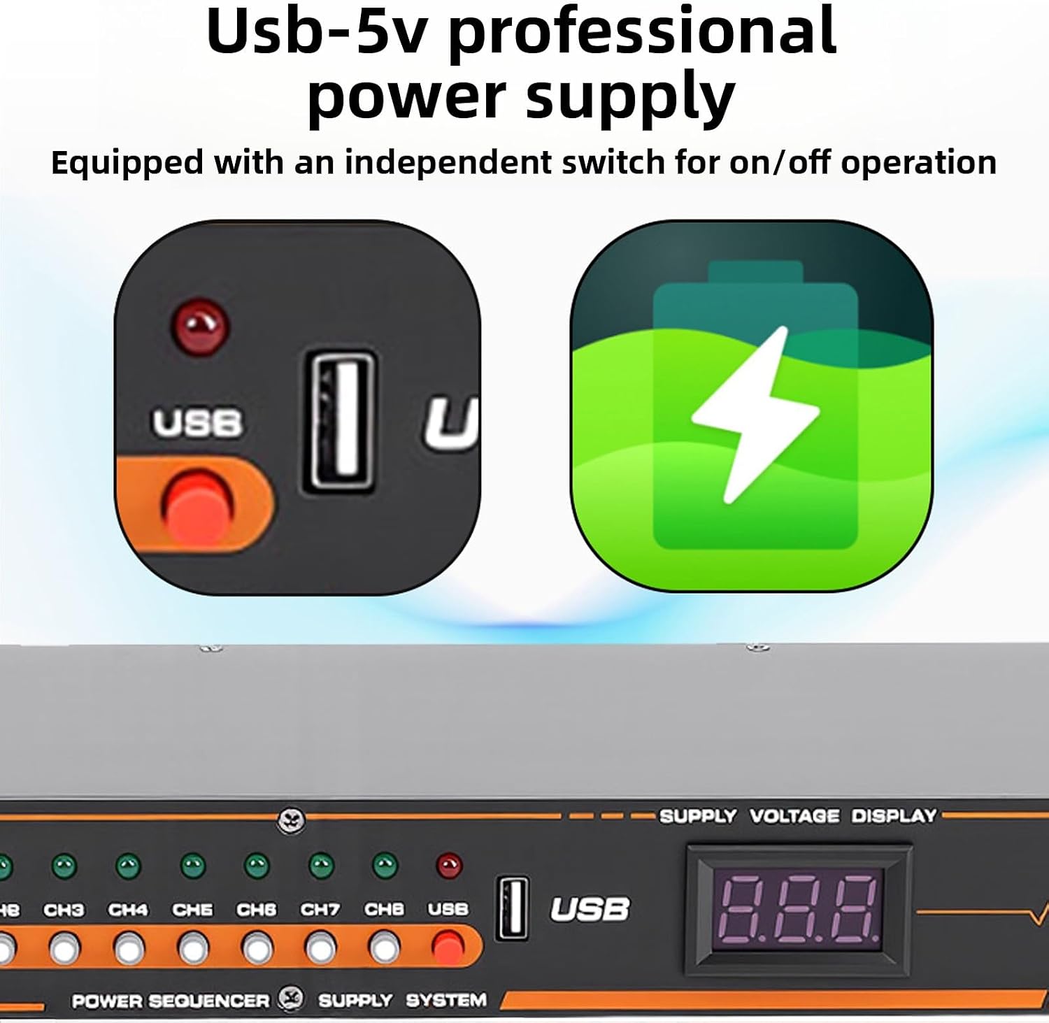 10 Outlet Power Sequencer Conditioner with Digital Screen Safety Features Independent Power Switch USB Port for Audio Equipment