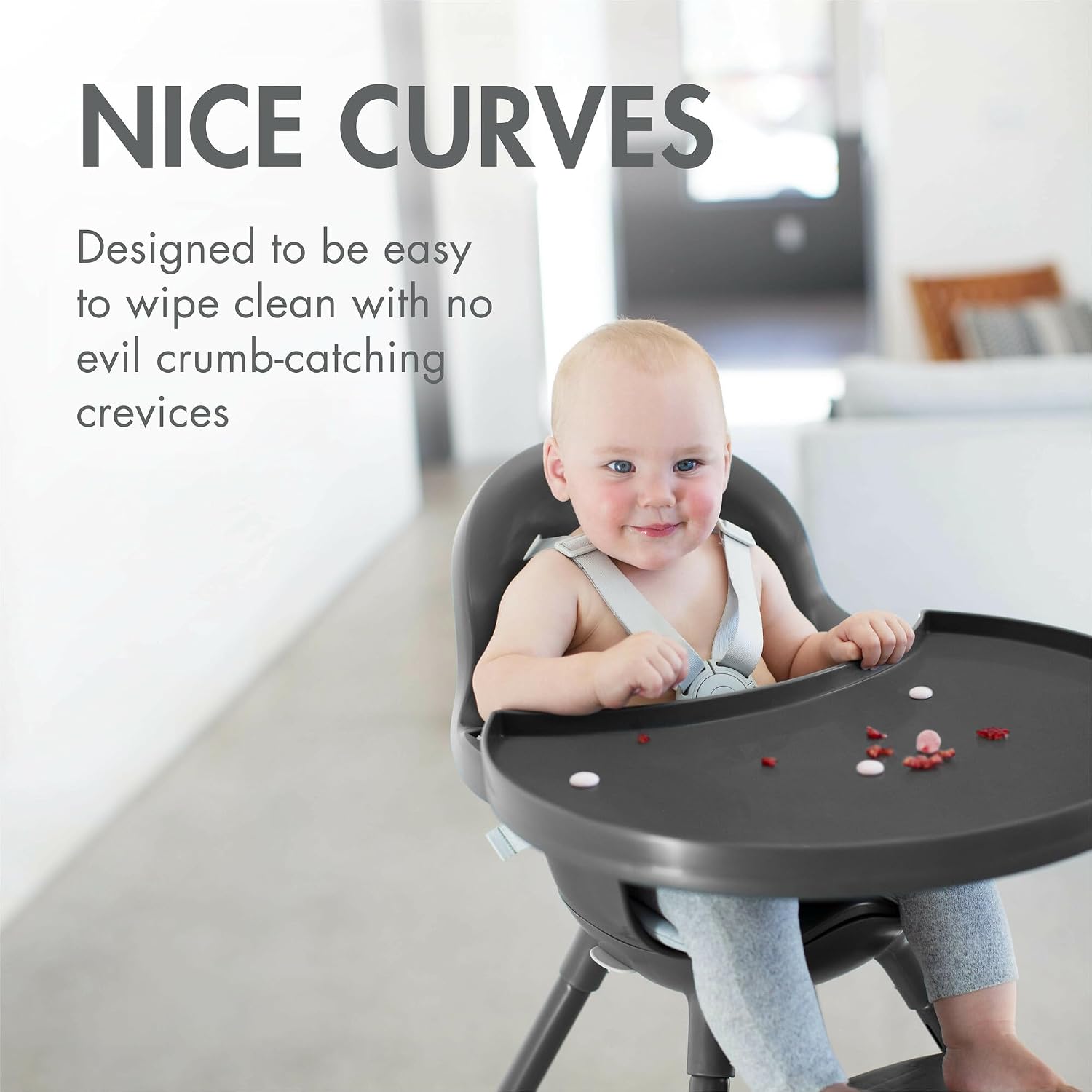 Boon GRUB Adjustable Baby High Chair - Convertible High Chair and Toddler Chair - High Chairs for Babies and Toddlers 6 Months to 6 Years - Dishwasher Safe - Gray
