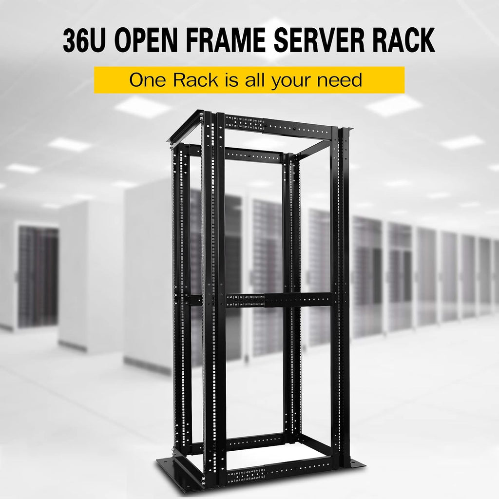 Raising ELECTRONIS 36U 4 Post Open Rack Frame Rack Enclosure 19 Inch Adjustable Depth Aluminum UL Certified