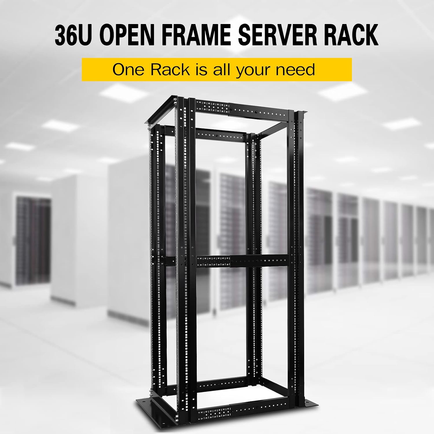 Raising ELECTRONIS 36U 4 Post Open Rack Frame Rack Enclosure 19 Inch Adjustable Depth Aluminum UL Certified