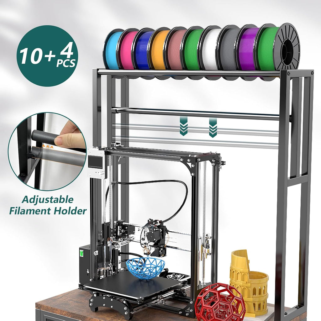 3D Printer Stand with Filament Storage, 29.5' x 18.9' Dustproof and Moisture-Proof Heavy Duty Large 3D Printer Table Cart with 360°Rolling & Cabinet for Workshop Studio Office (Rustic Brown)