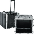 Gator Cases Lightweight Rolling 8U Rack Case with Heavy Duty Latches, Retractable Tow Handle, and Recessed Wheels, Standard 19.25' depth (GRR-8L)