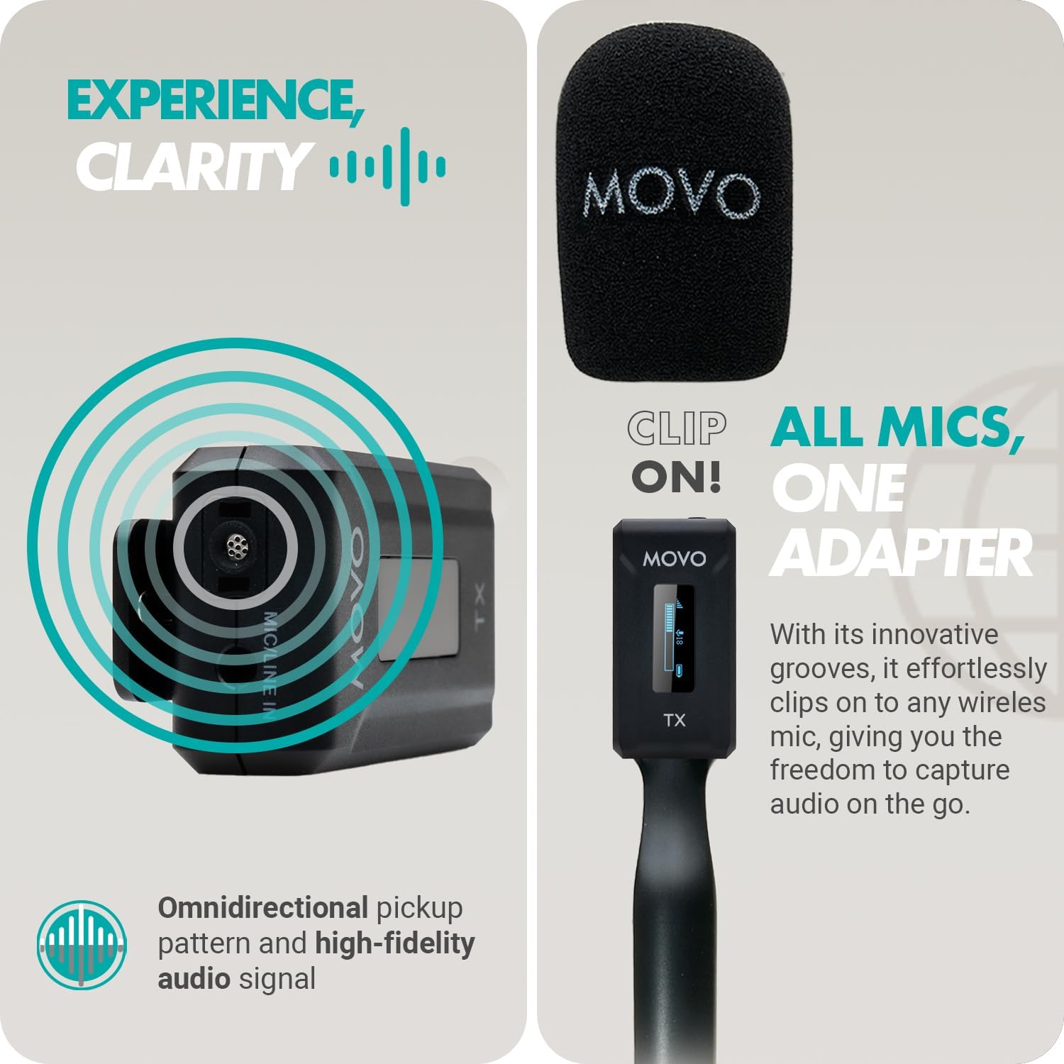 Movo WMX-2-DUO Dual Microphone Compact Wireless System with Handheld Extension Mounts - Mini Wireless Lavalier Microphones for Cameras with Mic Handles for Reporting, Interviews and More