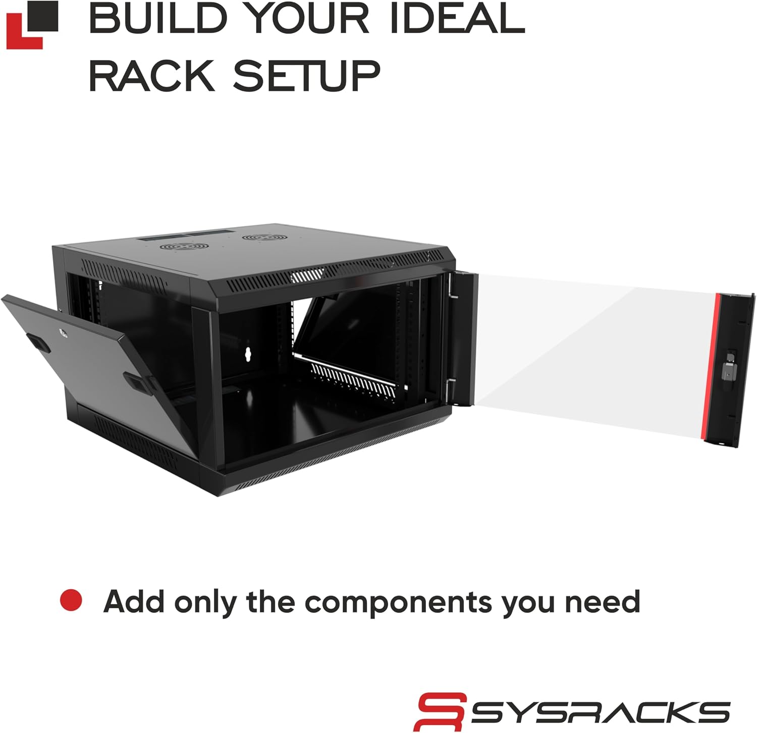 6U Wall Mount Network Cabinet, 18 Inch Deep Enclosed Server Rack with Locking Tempered Glass Door for Home Lab, Office IT & AV Equipment