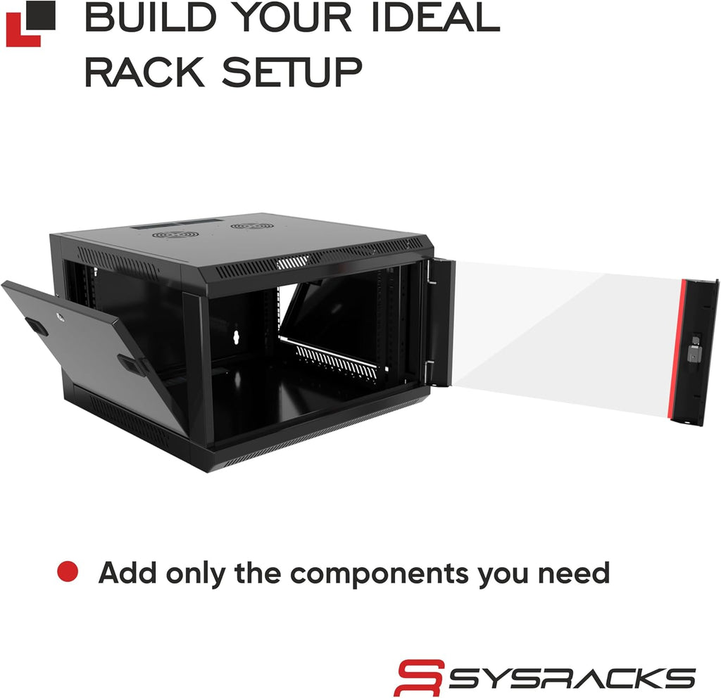6U Wall Mount Home Lab Server Rack – 19' Locking Network Cabinet, 18' Deep Empty Rack Enclosure for Routers, NAS, Switches and Home Network Equipment