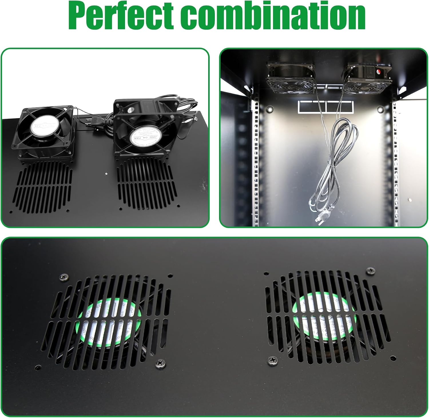 15U Server Cabinet Wall Mount Rack Enclosure with Caster Wheels 2 Server Fans Locking Glass Door Removable Side Panels 19' Network Cabinet 15-18.5' Installation Depth Heavy-Duty Frame (32INCH, 15U)