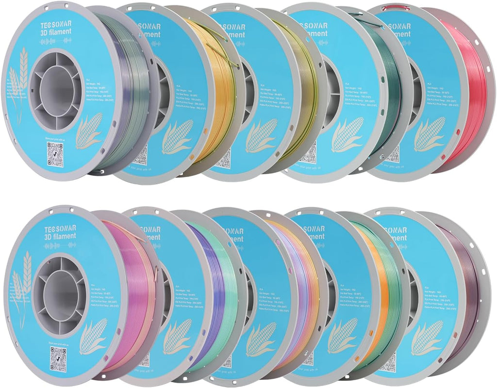 Silk Rainbow PLA 3D Printer Filament, 10 Rolls,1KG Spool(2.2lbs) 1.75mm 3D Printing Multicolor Gradient Filament Bundle for Most FDM 3D Printers,10 Different Silk Rainbow Colors