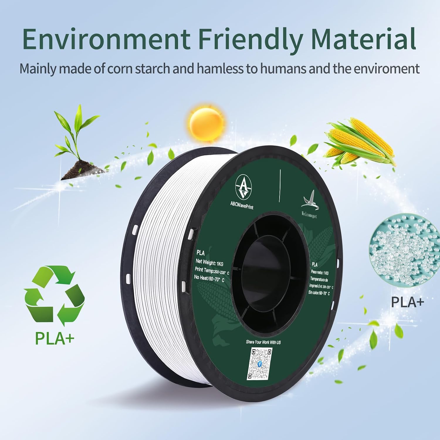 PLA 3D Printer Filament 1.75mm, 16KG Bulk Bundle (2KG Each of 8 Colors: Black, White, Gray, Orange, Red, Yellow, Blue, Green), +/- 0.02mm Accuracy, Tangle-Free, Wide FDM Compatibility