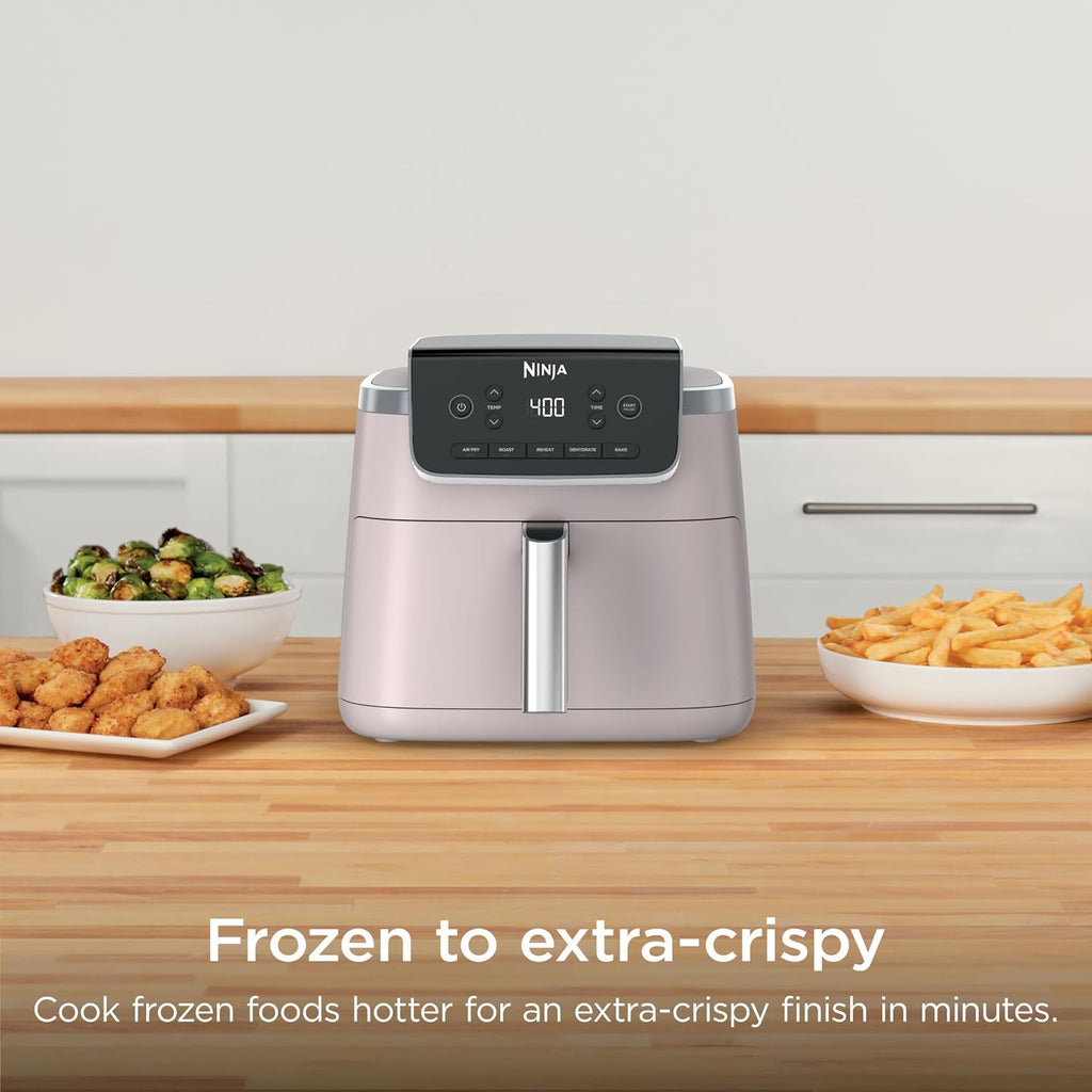Ninja Air Fryer Pro 5-in-1 | 5 QT Capacity, Air Fry, Bake, Roast, Reheat, and Dehydrate, Air Crisp Technology | Nonstick Basket & Crisper Plate | Light Pink | AF142PK