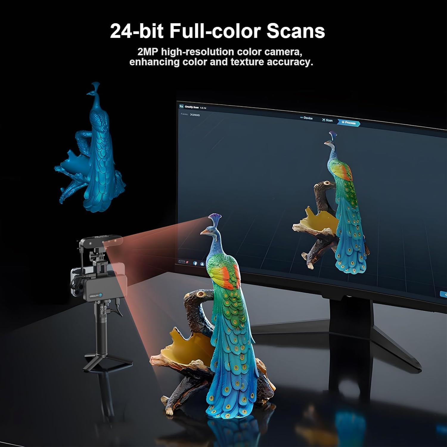 Creality CR-Scan Ferret Pro 3D Scanner for 3D Printing, Upgrade Wireless Handheld 3D Scanner with WiFi 6 Bridge, Anti-Shake Tracking, 30FPS Fast Full Color Scan, 0.1mm Accuracy for 3D Printer