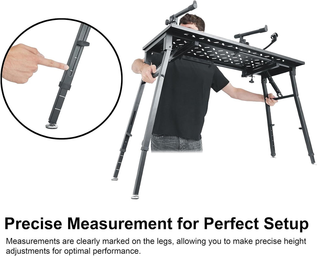 Rockville PKS44 2-Tier Keyboard/DJ Stand, Tabletop, Mic Stand, Detachable Second Tier, Foldable, Steel, Carry Bag, Perfect for DJs, Studios, Live Gigs