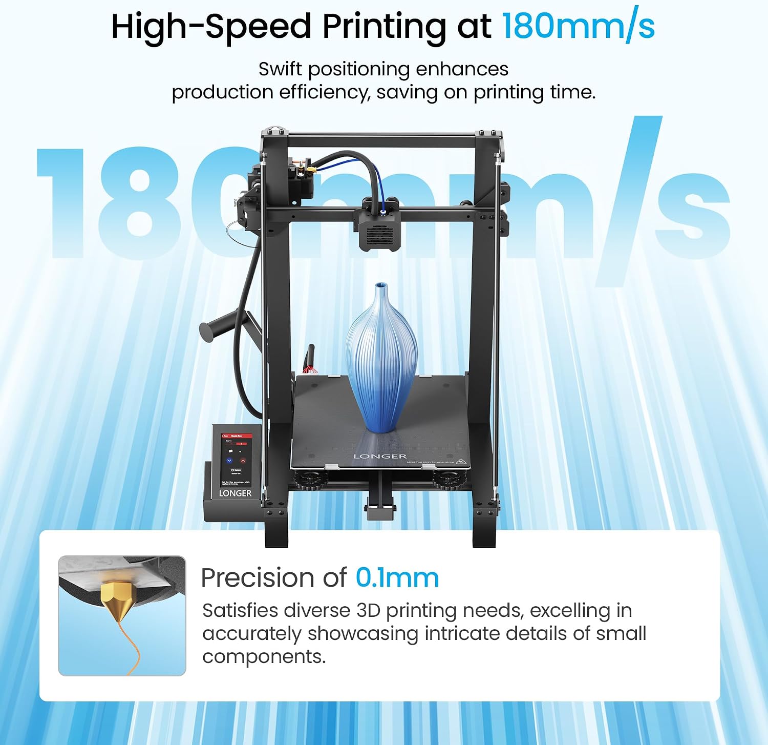 Longer LK5 Pro 3D Printer, Large Build Size 11.8''(L) x11.8''(W) x15.7''(H), 90% Pre-Assembled, Silent Motherboard, FDM 3D Printers for DIY Home and School Printing
