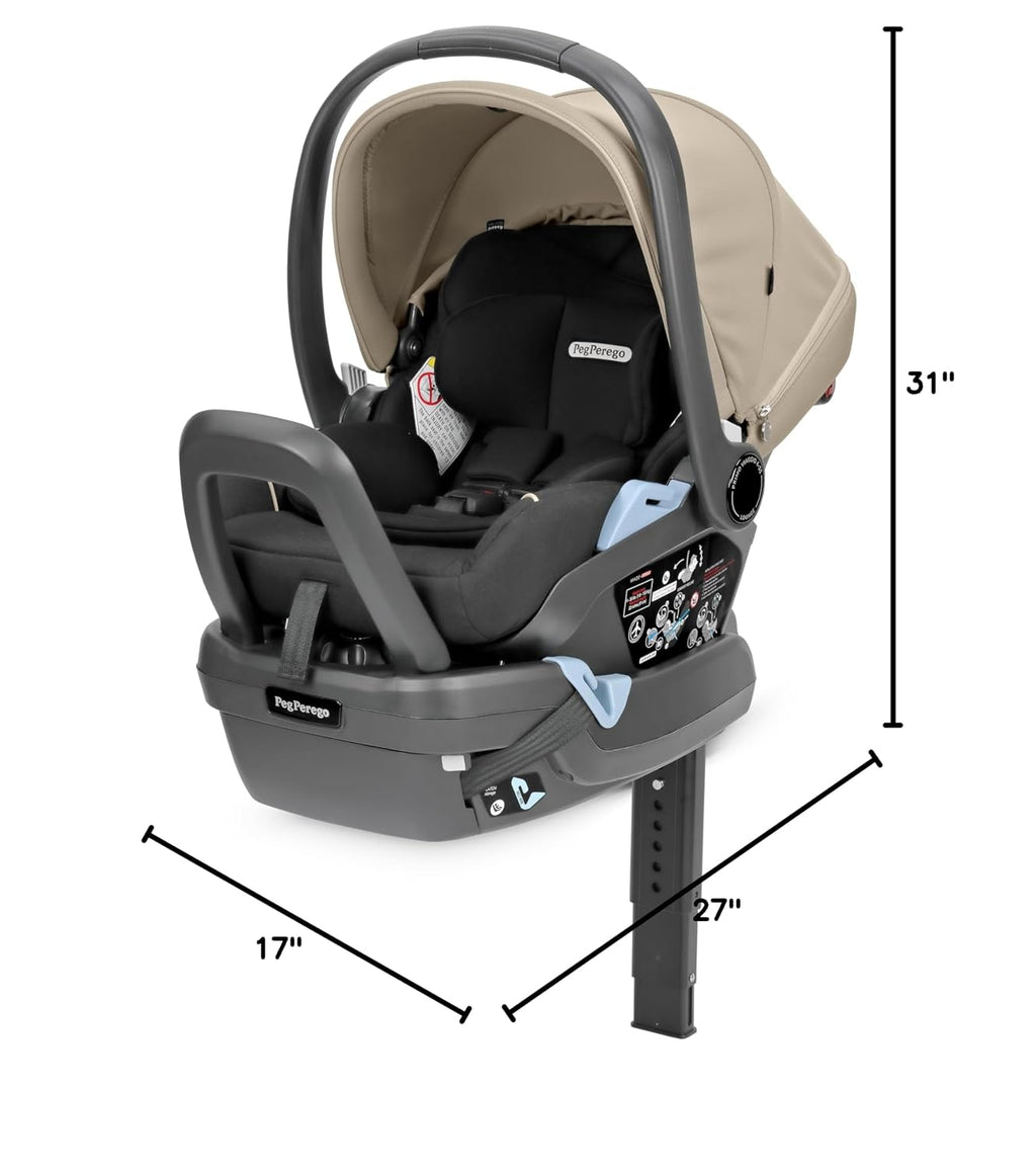 Peg Perego Primo Viaggio Lounge - Reclining Rear Facing Infant Car Seat - Includes Base with Load Leg & Anti-Rebound Bar - for Babies 4 to 30 lbs - Made in Italy - Vanilla Blend (Black & Cream)